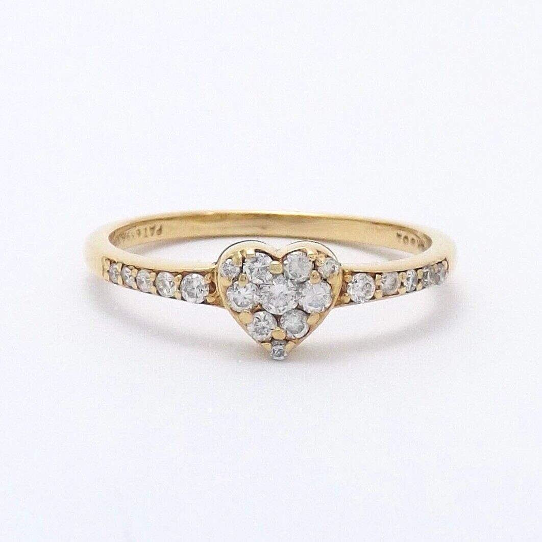 14k Gold Natural Diamond Heart Ring Petite sz7 - image 6