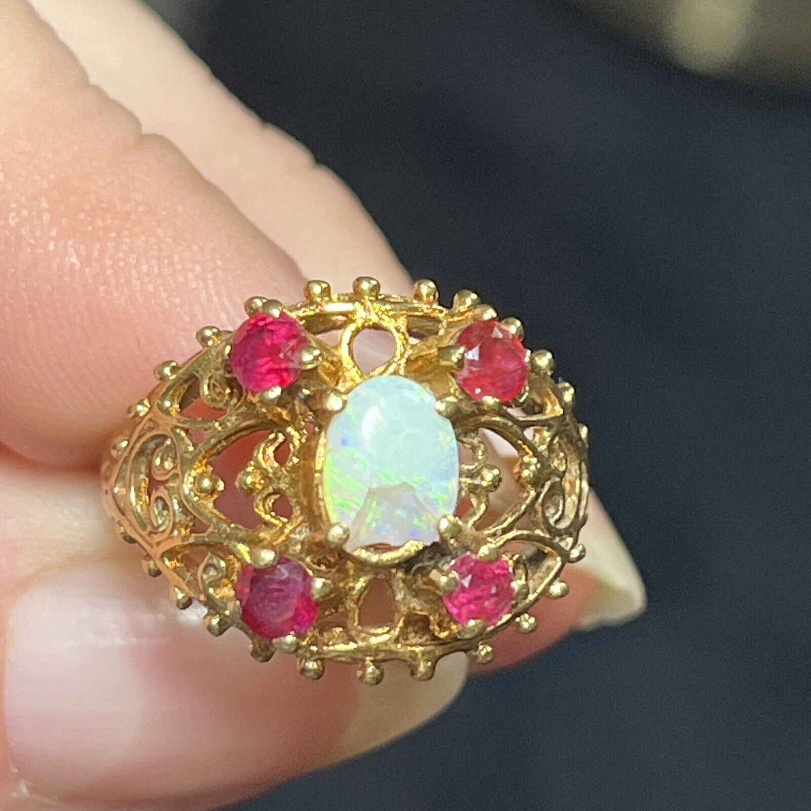 Antique Ruby And Opal Ring 14k Yellow Gold. Victo… - image 13