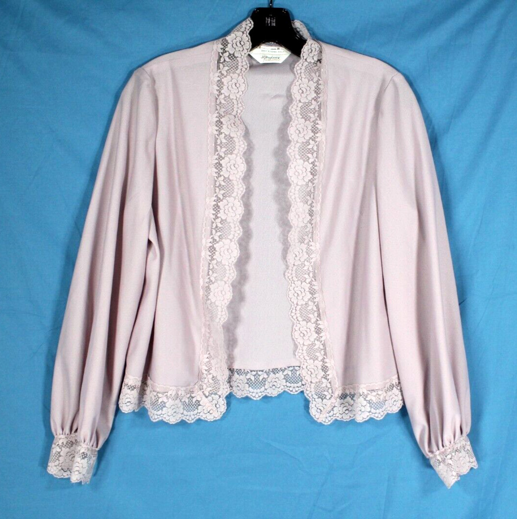 VTG JCPENNEY Lightweight CREPE Lilac LACE TRIM Zi… - image 5