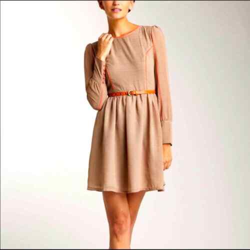 Darling Orange Long Sleeve Boho Retro Dress - image 1