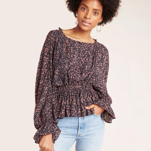 Anthropologie Nichola Peplum Top Womens Small Pea… - image 1