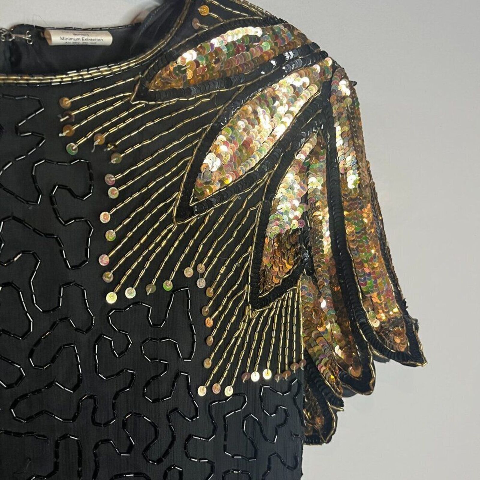 Vintage silk beaded sequin dress - image 2