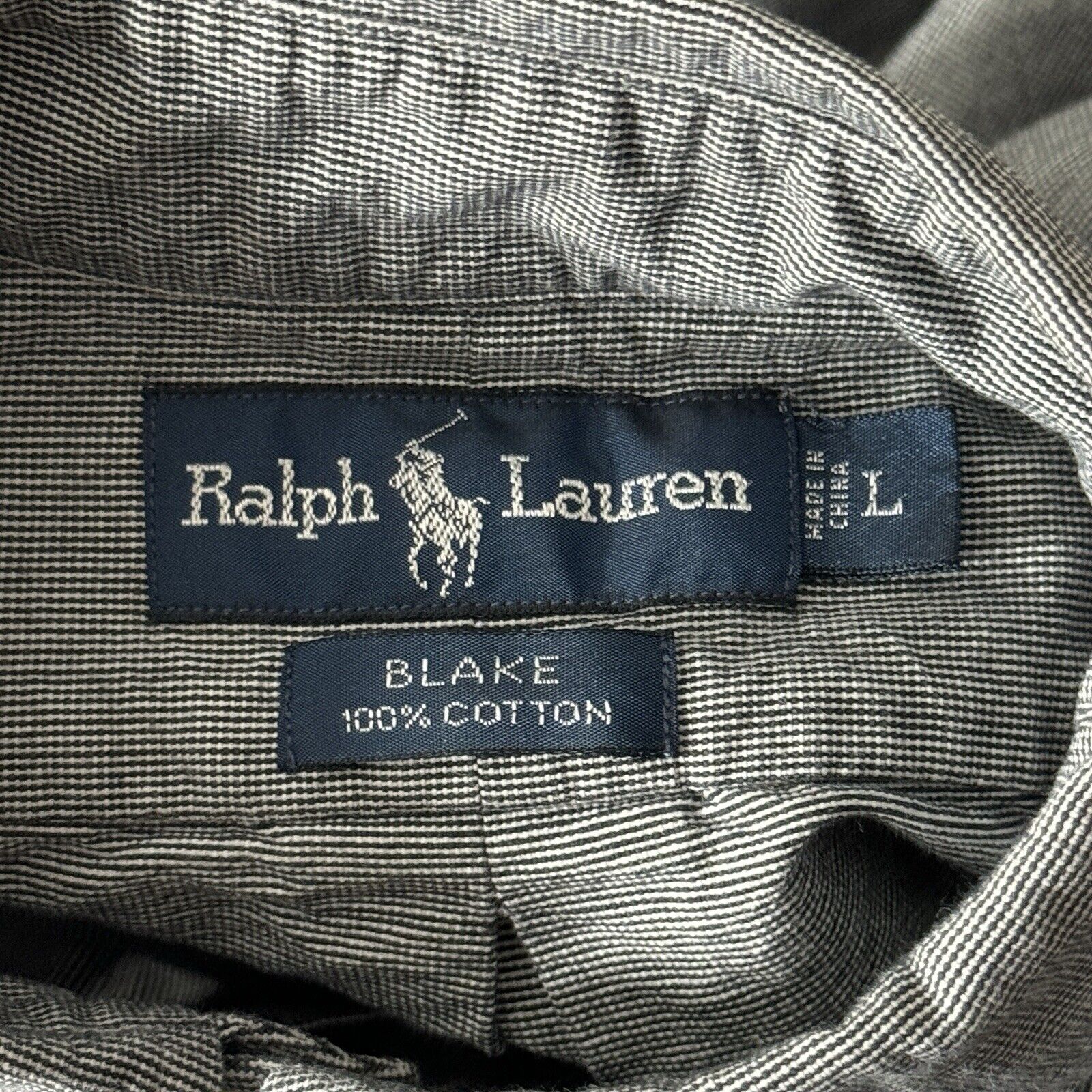 Ralph Lauren Shirt Mens Large Gray Check Plaid Bl… - image 6