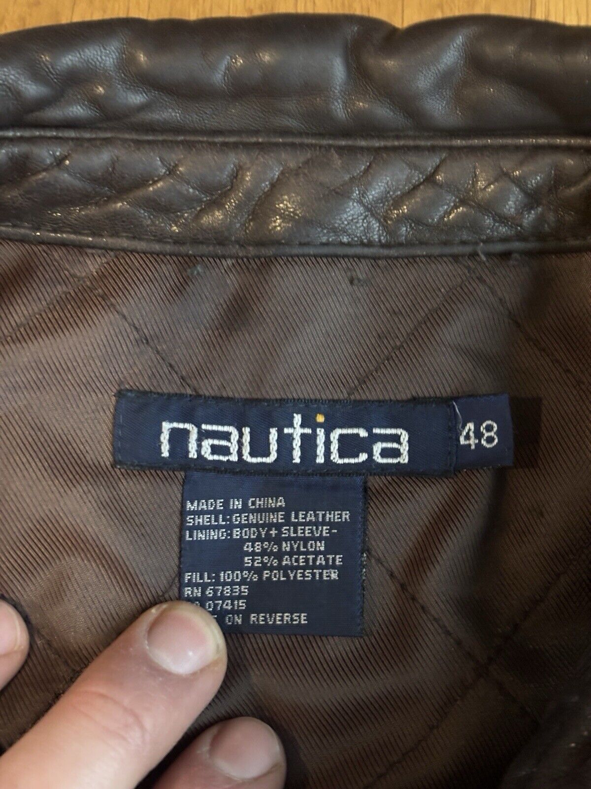 Vintage 90s Y2K Nautica Genuine Brown Leather Bom… - image 5