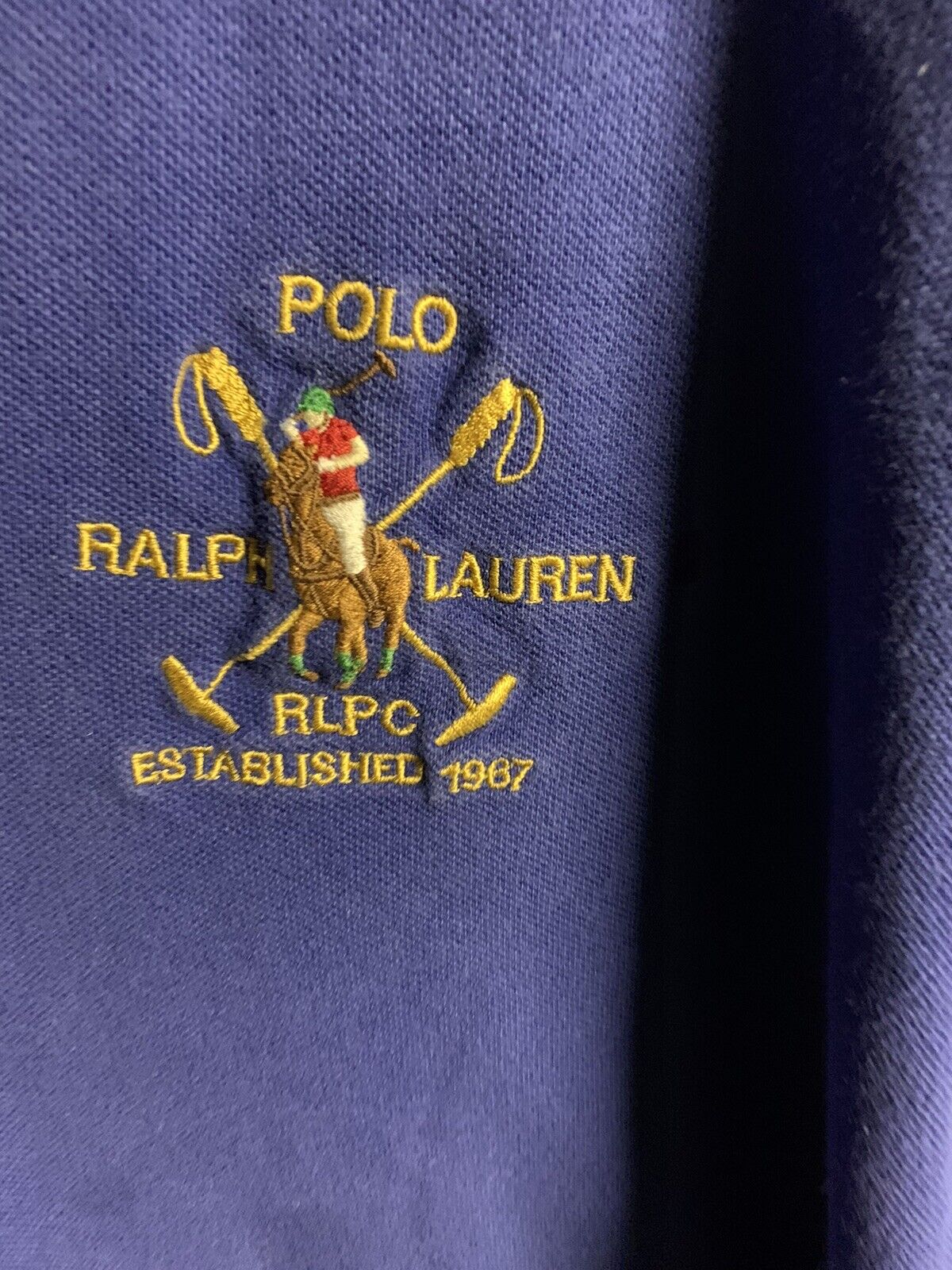 Rare Vtg  POLO Ralph Lauren Logo Polo Shirt Blue … - image 5