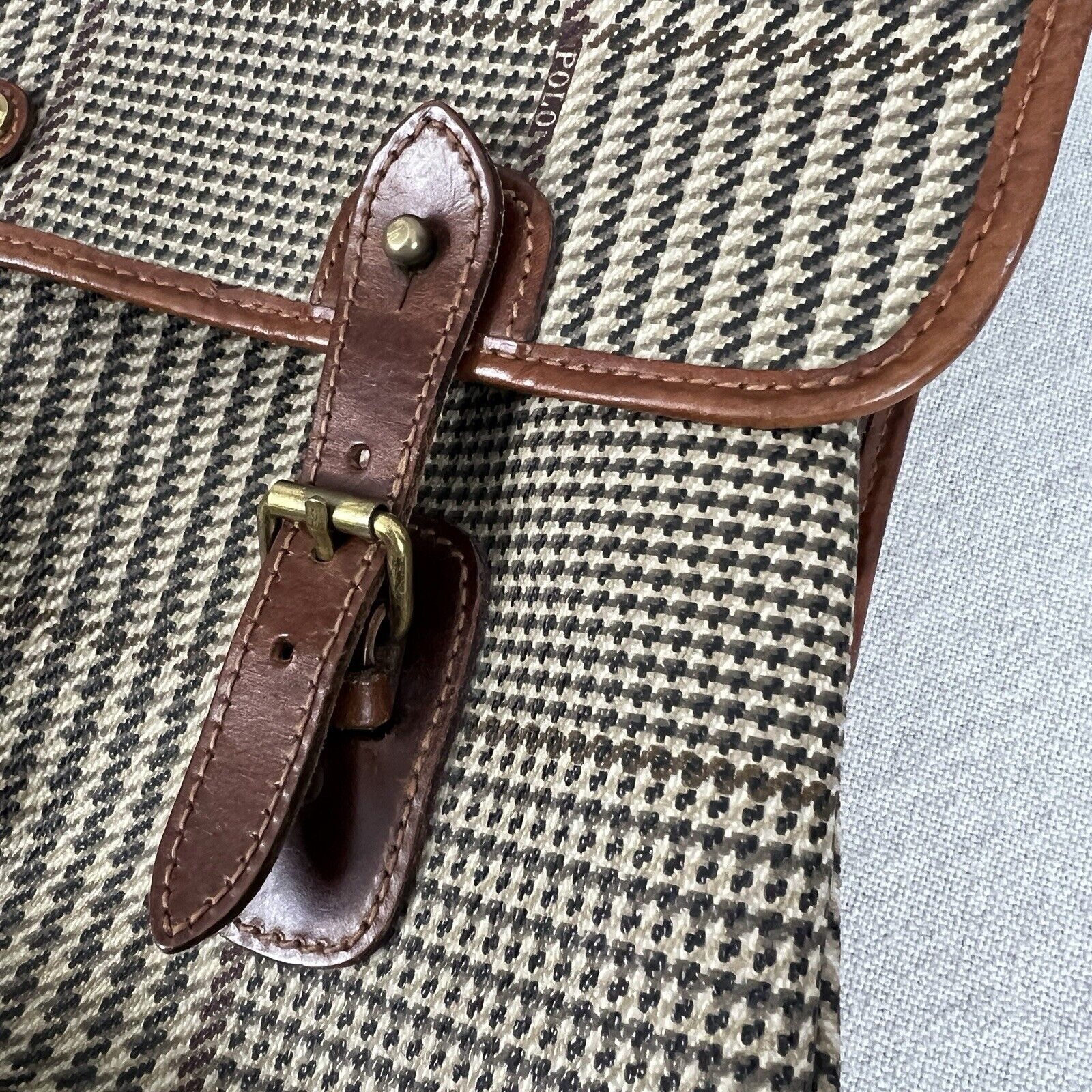 Vtg Polo Ralph Lauren Messenger Bag Houndstooth B… - image 5