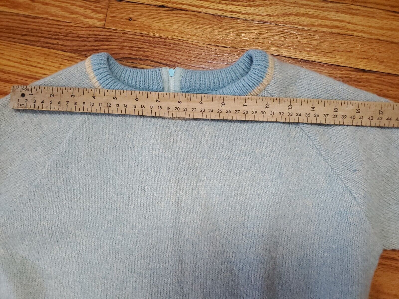 Sears Vintage 70s Shetland Wool Blue Green Knit S… - image 14