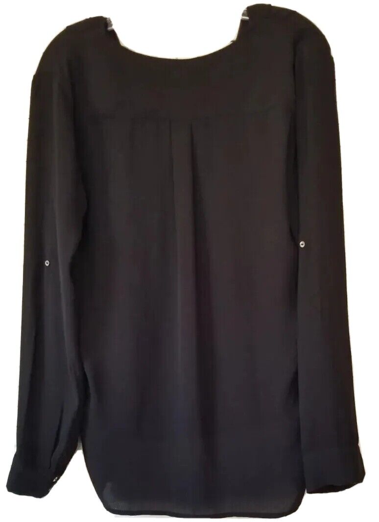 Forever 21 Contemporary Blouse  Black V Neck Roll… - image 7