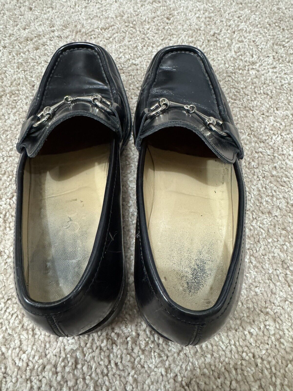 GUCCI Mens Vintage Black Leather Loafers Sz 8 D - image 8