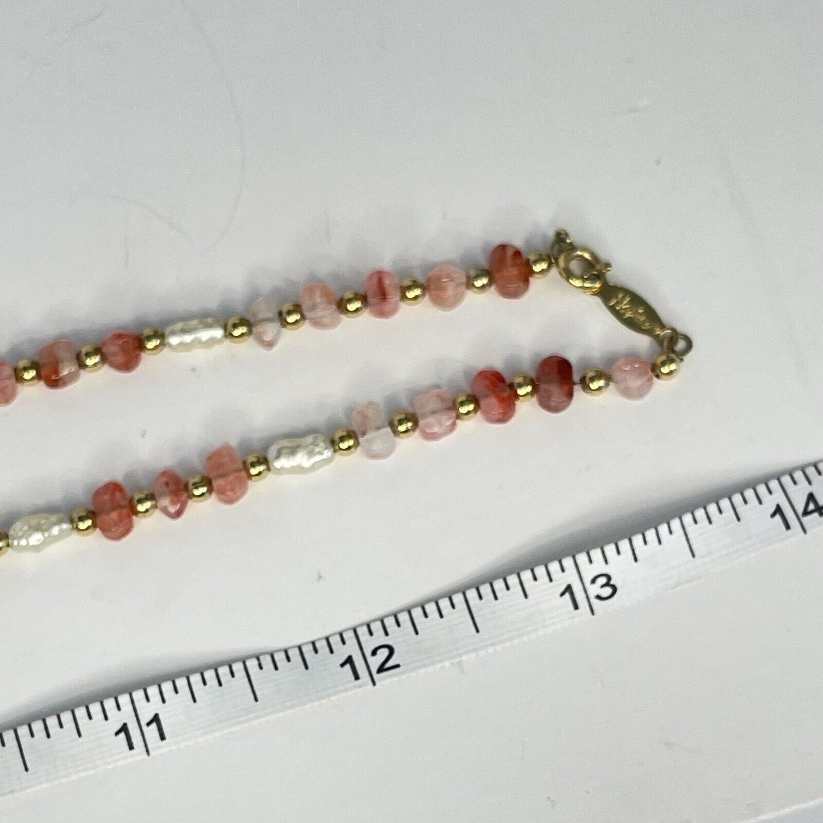 NAPIER Vtg Freshwater Pearl Rose Quartz Gold Bead… - image 10