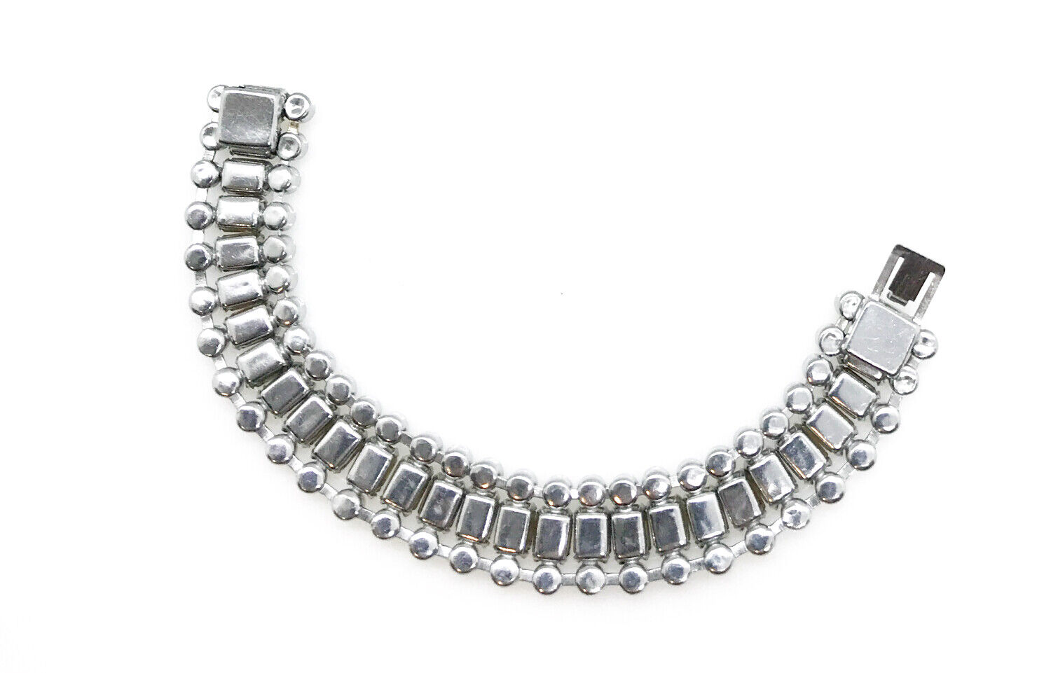 Luxurious Vintage Three Row Rhinestone Bracelet - image 2