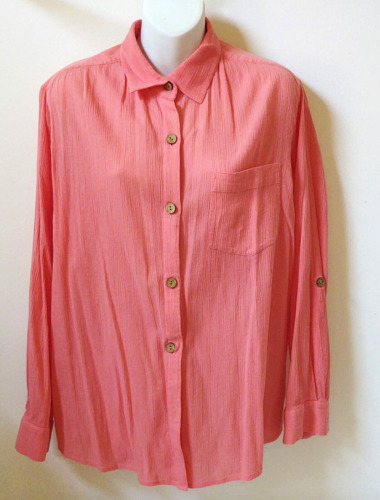 WOMANS BUTTON DOWN   CORAL   BLOUSE - image 1