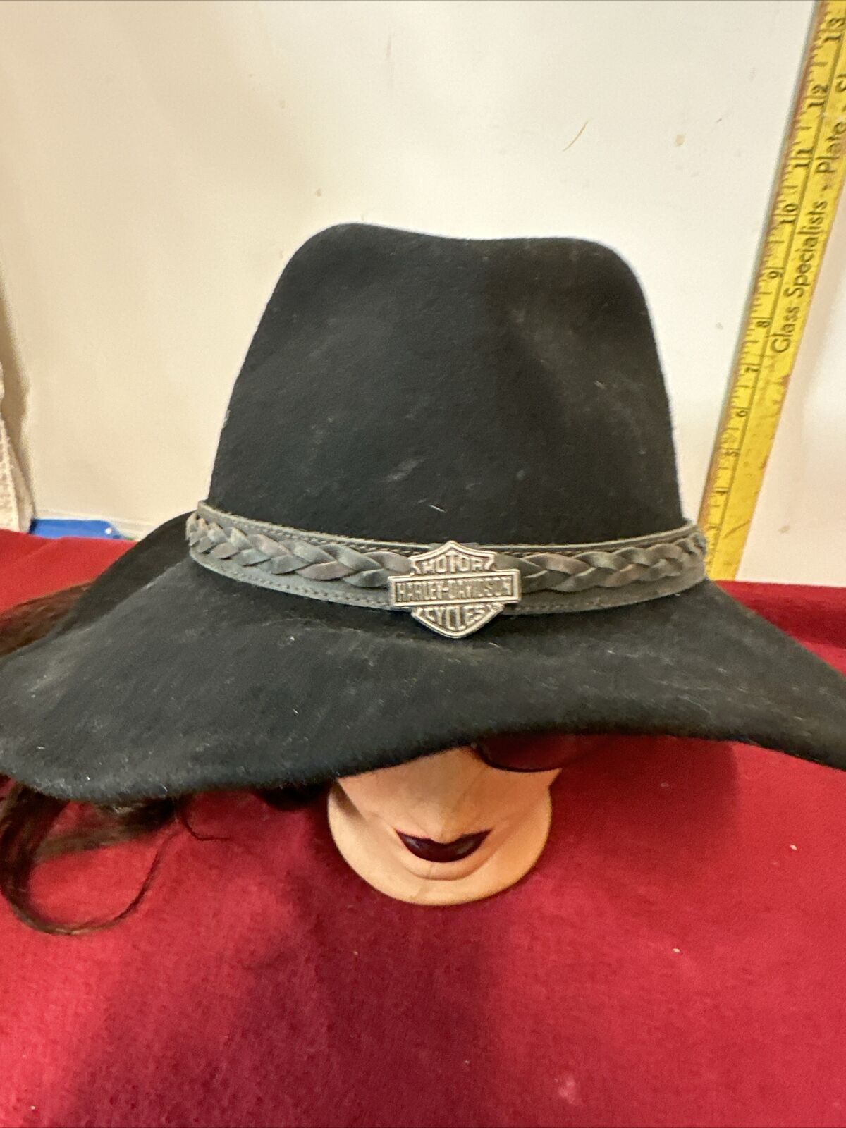 Vintage Harley Davidson Black Wool Cowboy Hat, Le… - image 2