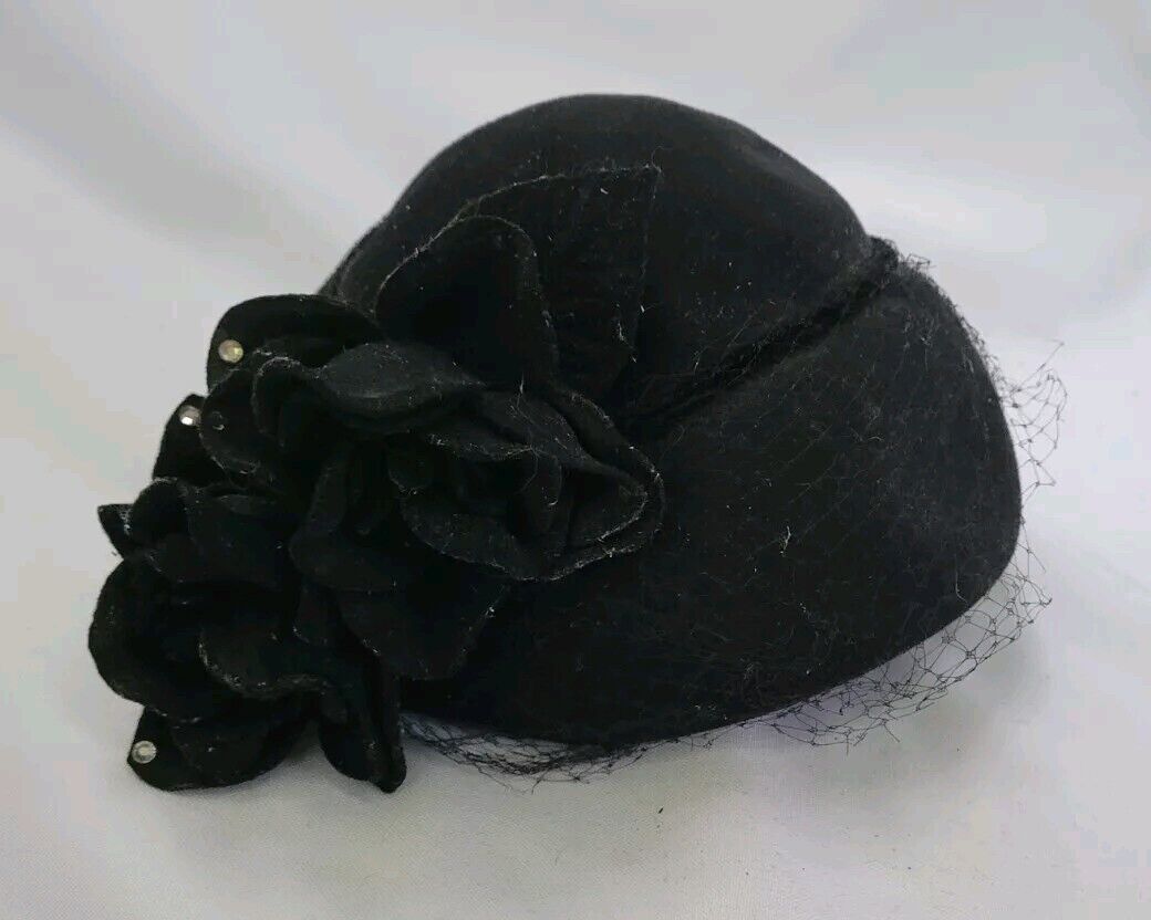 Antique Vintage Stylish 30's 40s Women's Hat Blac… - image 13