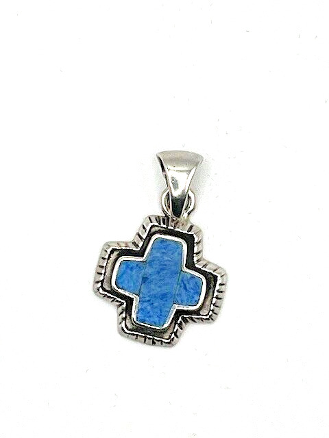 925 Sterling Silver and blue lapis cross pendant - image 5