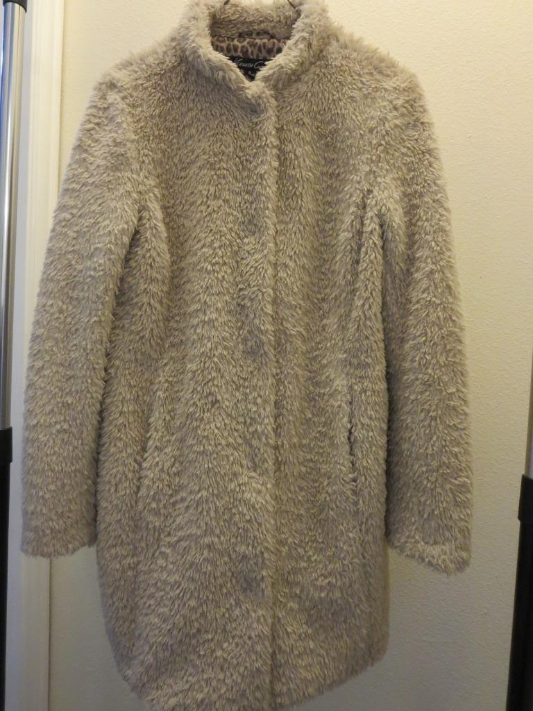 Kenneth Cole Faux Fur Stand Collar Coat Long Jack… - image 1