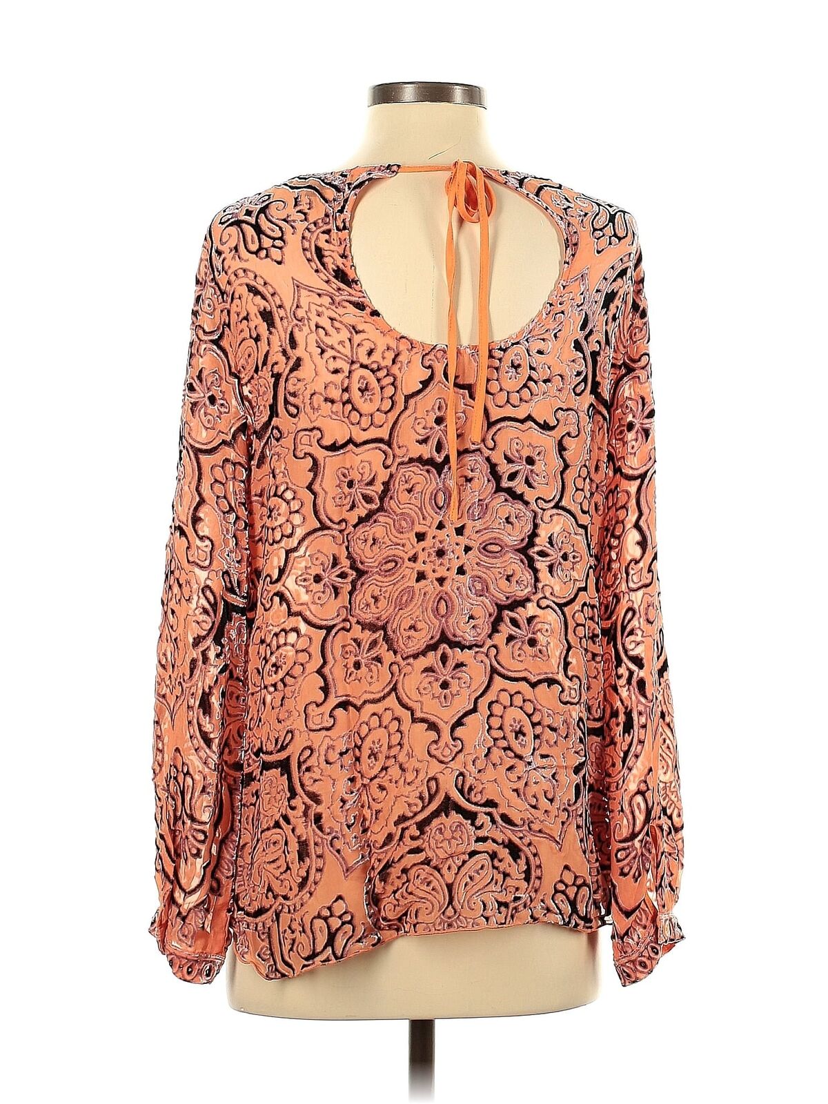 Hale Bob Women Orange Long Sleeve Blouse S - image 2