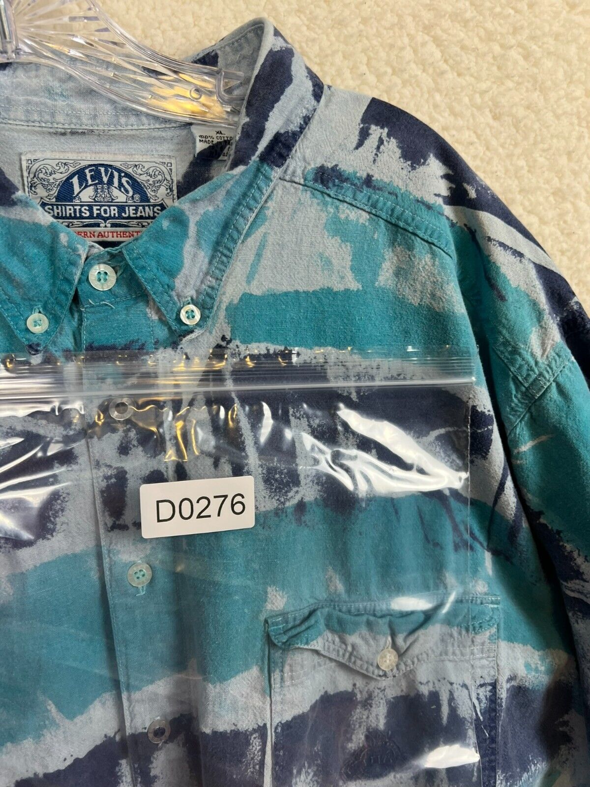 Levis Shirt Mens XL Tie Dye Blue Real Indigo Vint… - image 12