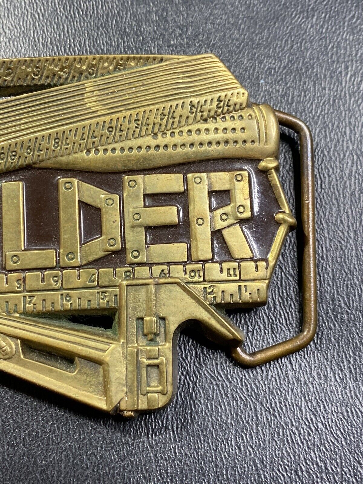 Vintage 1983 Builder Belt Buckle Carpenter Crafts… - image 4