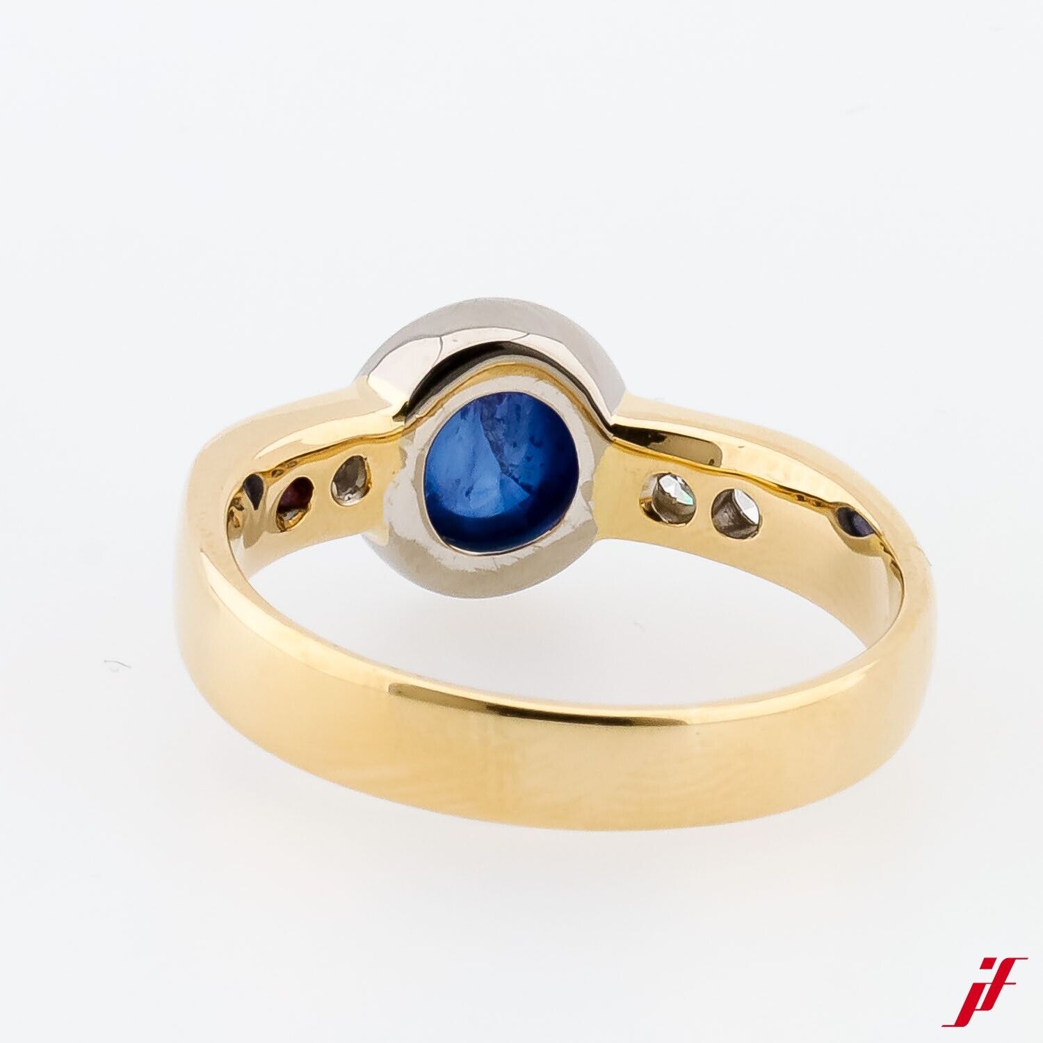 Ring 18K Yellow Gold White Gold 1 Sapphire 4 Bril… - image 3