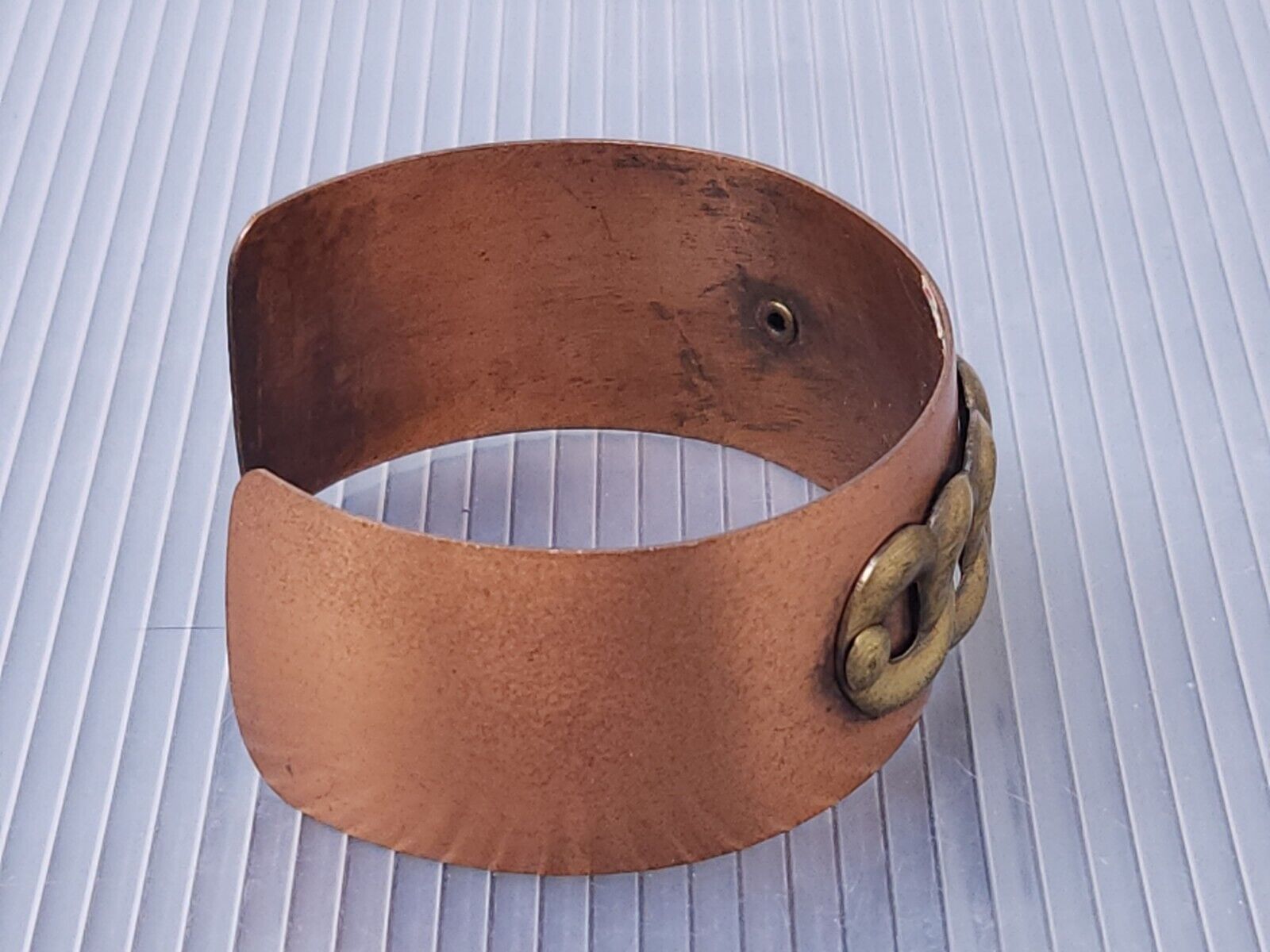 Vintage Western Wide Solid Copper Cuff Bracelet - image 4