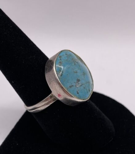 Vintage Pyrite Turquoise Round Sterling Silver 92… - image 1