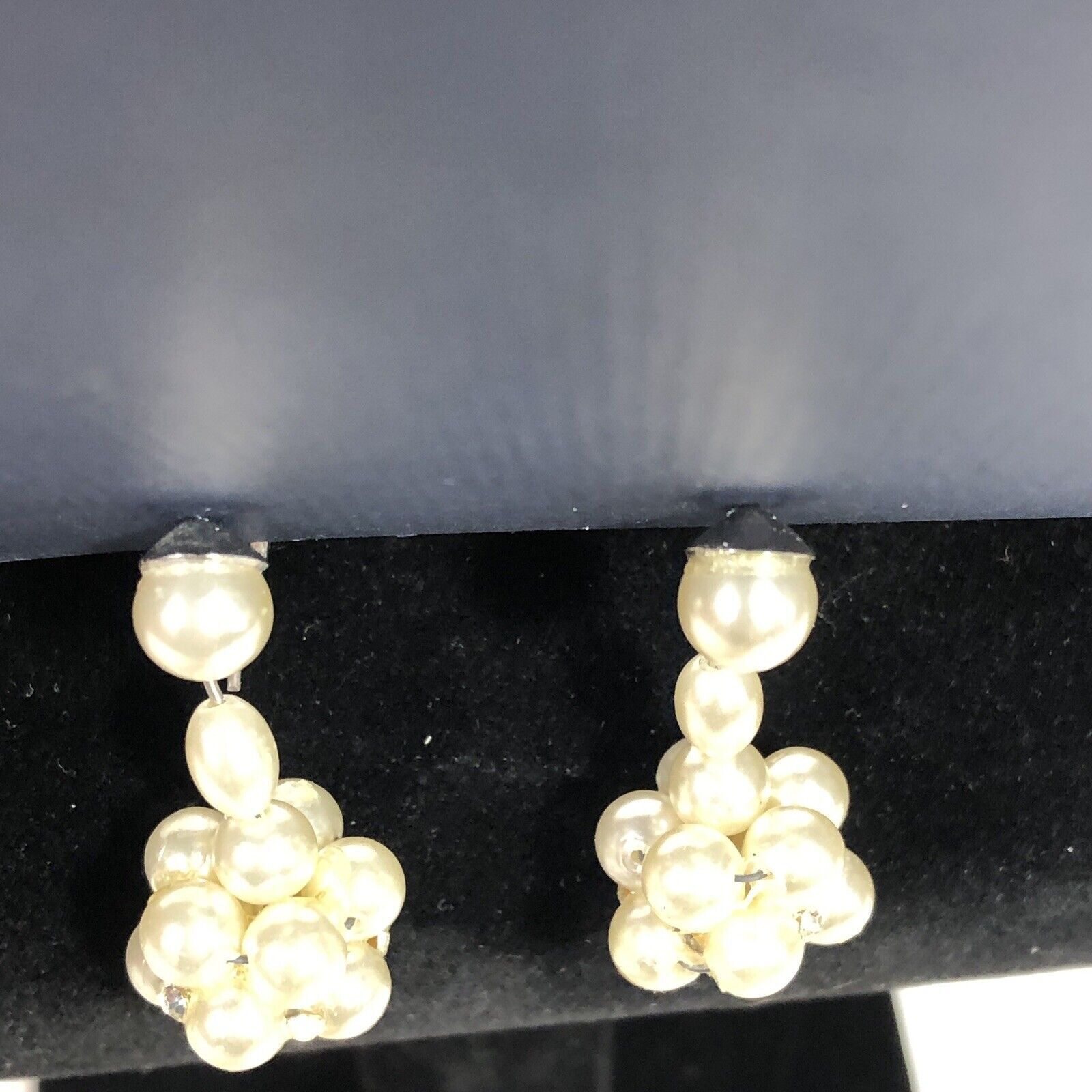 Champagne Faux Pearl Earrings Crystal Dangle Chan… - image 5