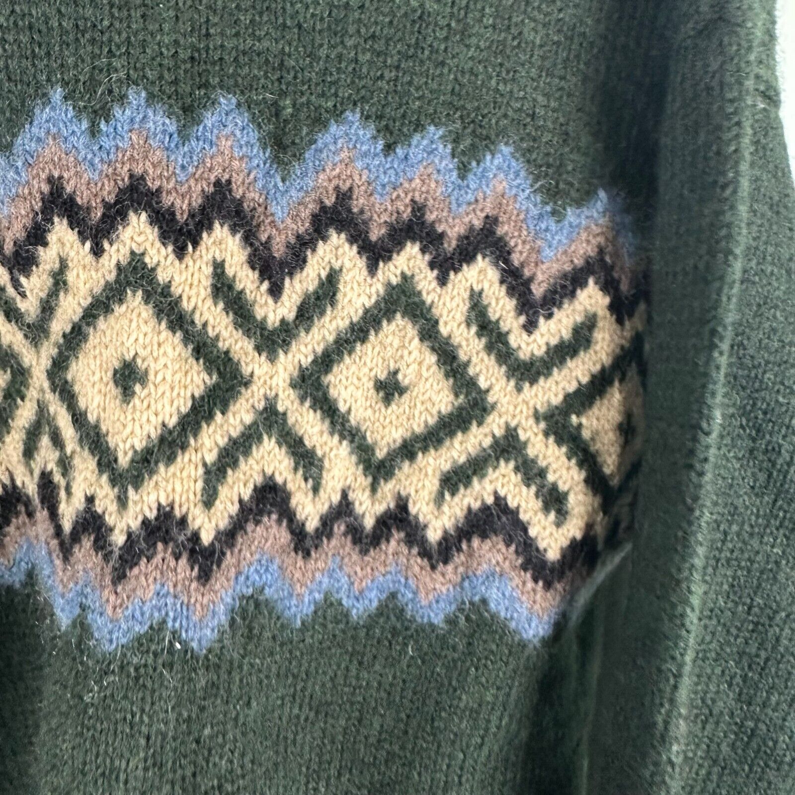 J. Crew Vintage Sweater Hand Knit 100% Wool Green… - image 6