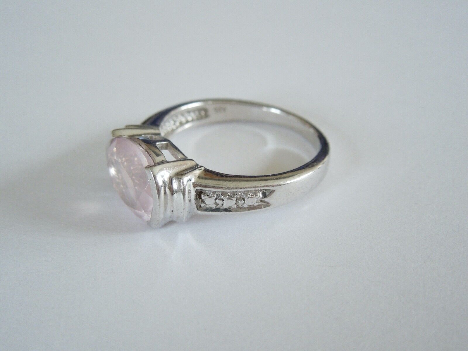 925 Sterling Silver Ring with Rose Quartz 3.6 g/S… - image 3