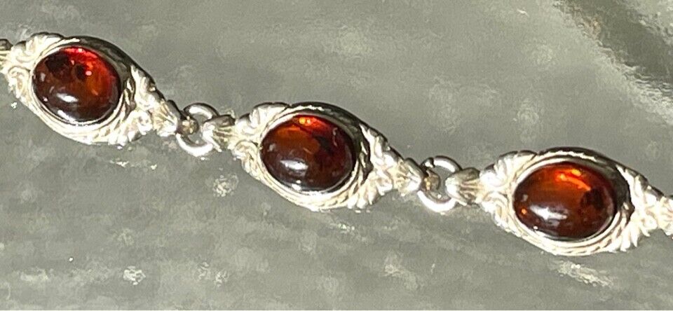 925 STERLING SILVER AND CHERRY AMBER TENNIS BRACE… - image 5