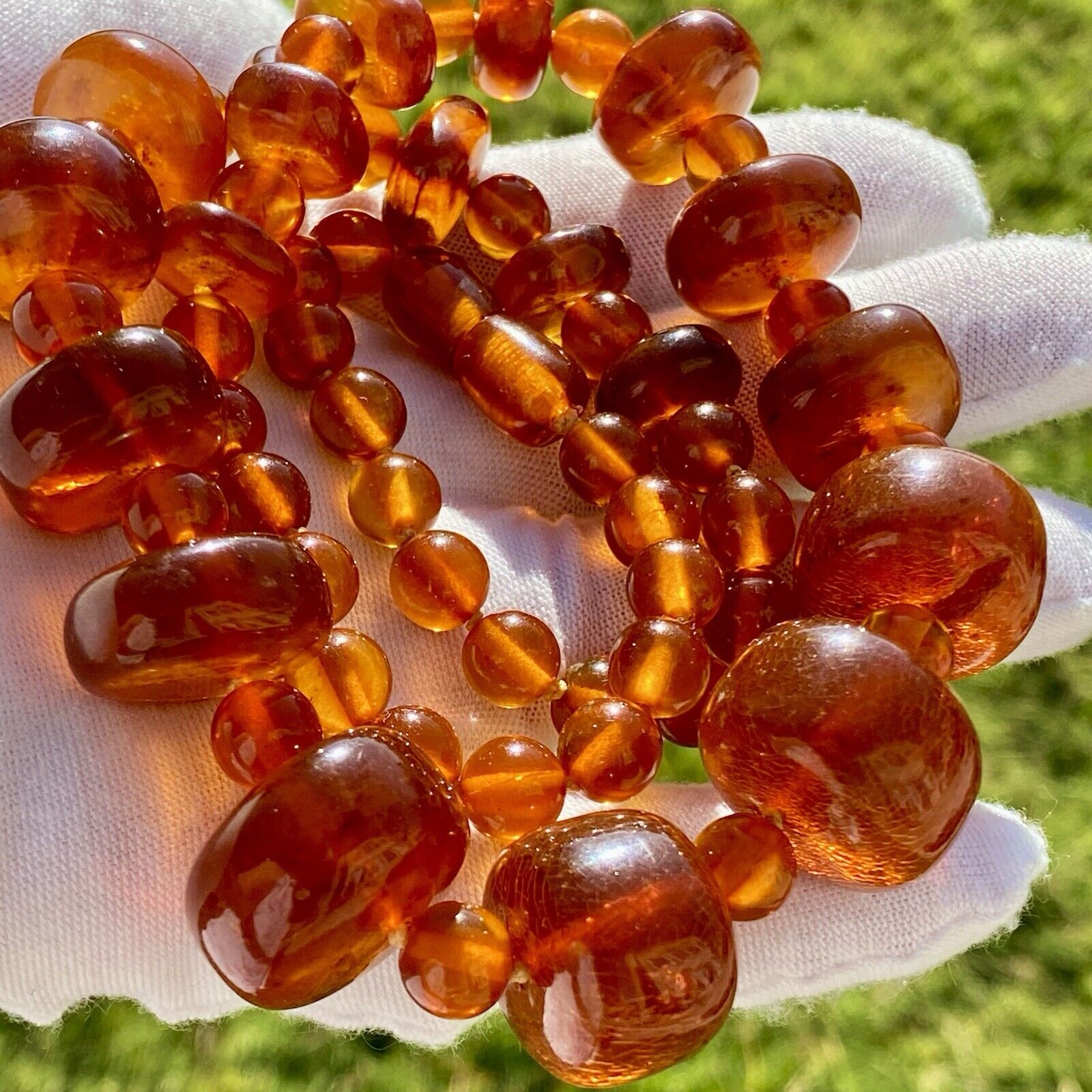 Vintage Baltic Dark Honey Amber Rondel Necklace G… - image 9