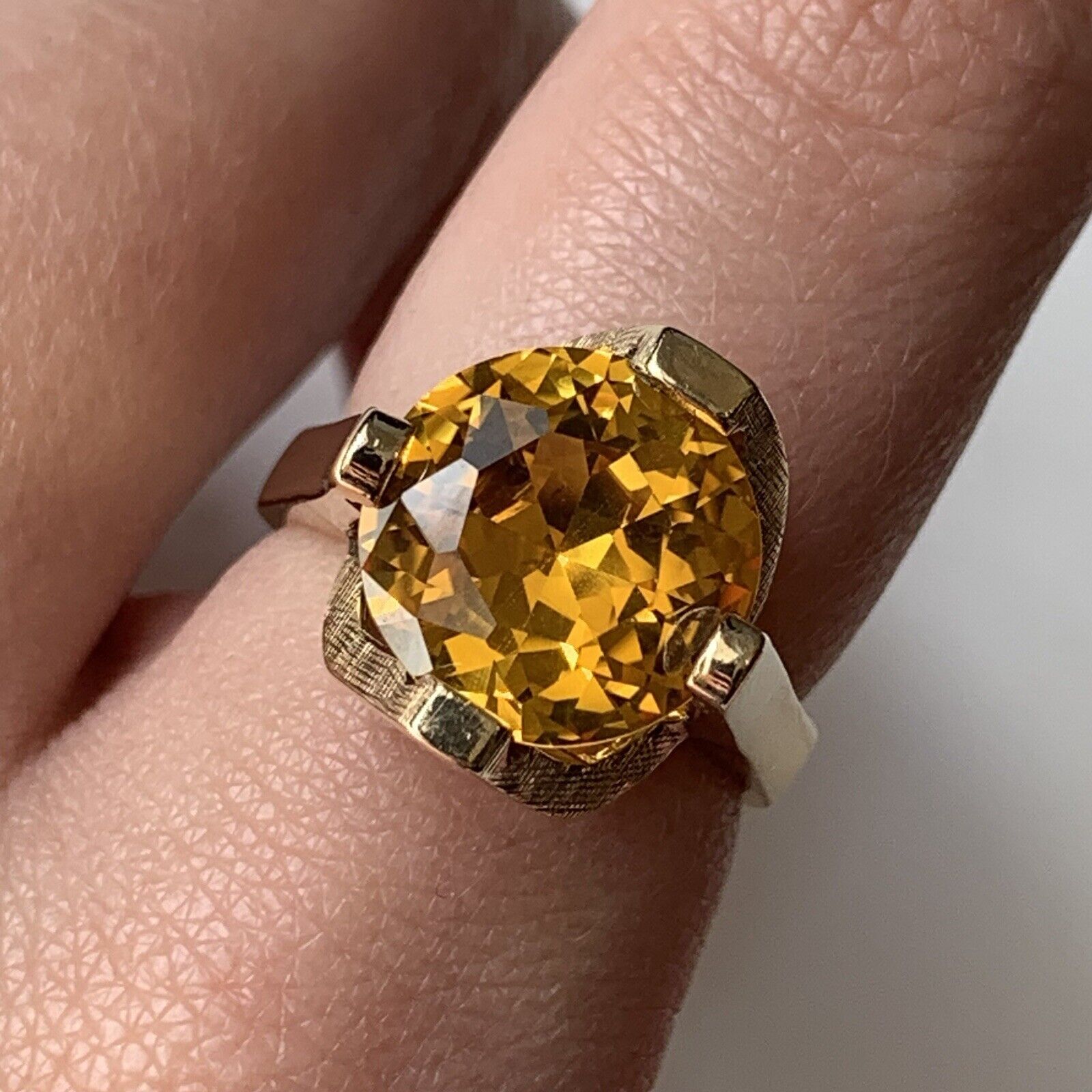 Retro Orange Zircon Chunky Statement Ring 9ct 9k … - image 2