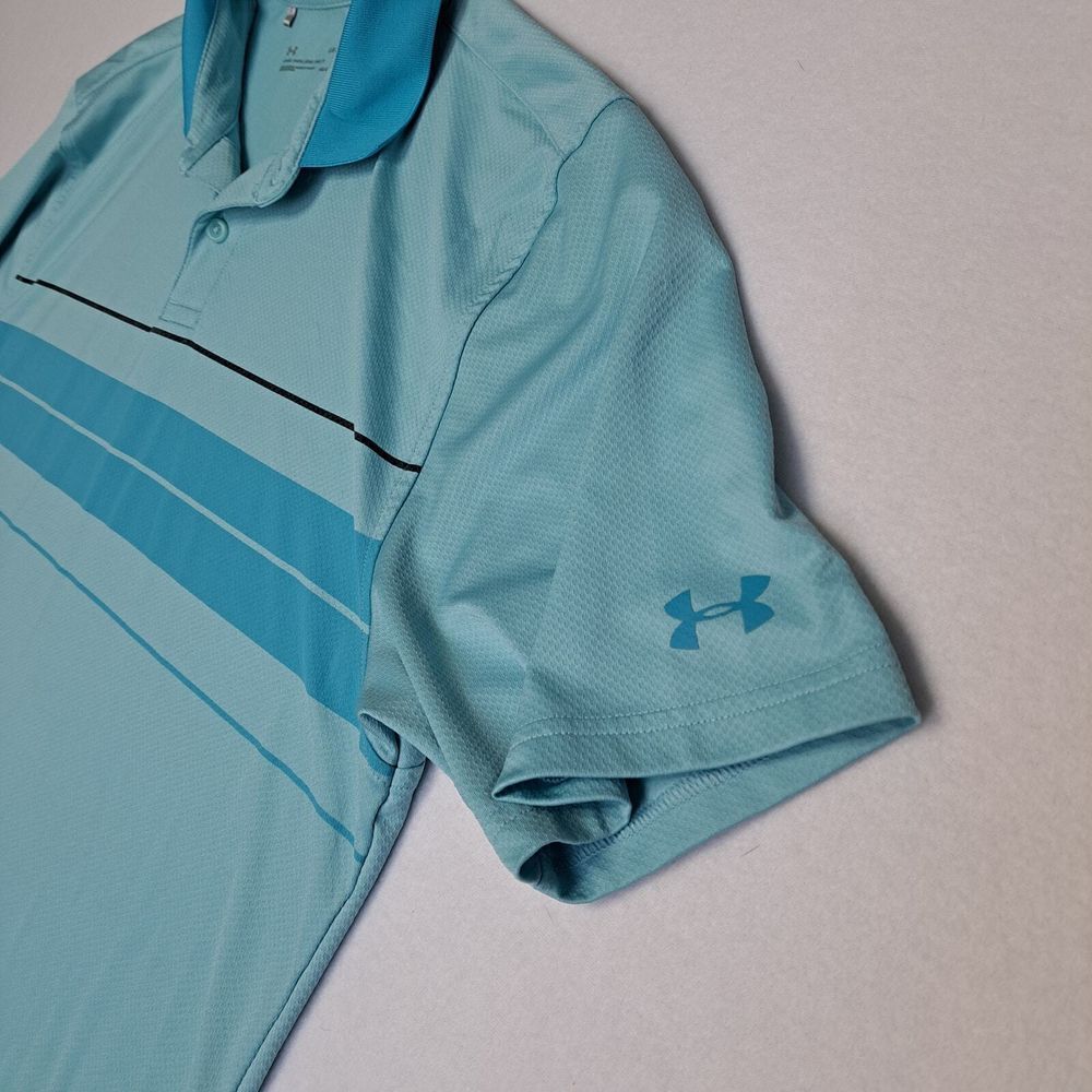 Under Armour Polo Men L Aqua/Blue Heatgear Loose … - image 3