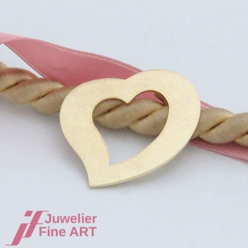 Pendant - Open Heart - Brushed/Polished - 14K/585 