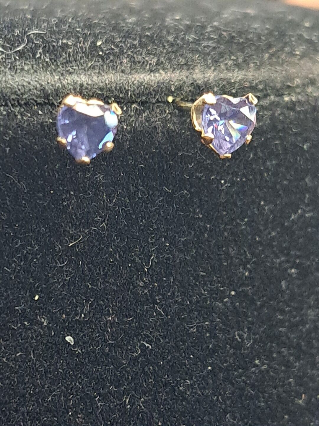 10k Yellow Gold Heart Purple Sapphires Stud Heart… - image 13