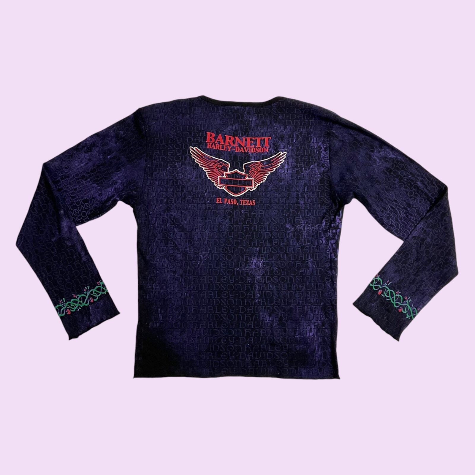 Vintage Y2K Graphic AOP Harley Davidson Long Slee… - image 3