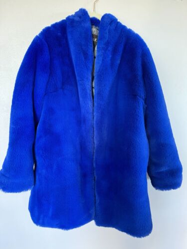 Royal Blue Faux Fur Long Jacket