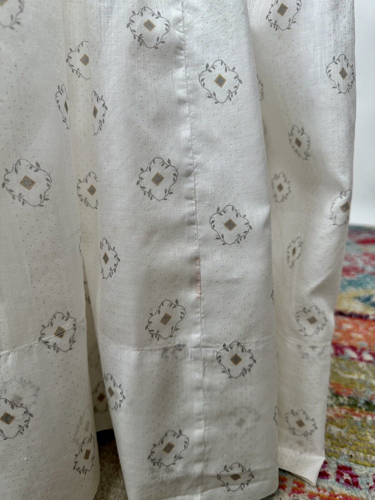 Antique Edwardian 1900s White Cotton Printed Unde… - image 12