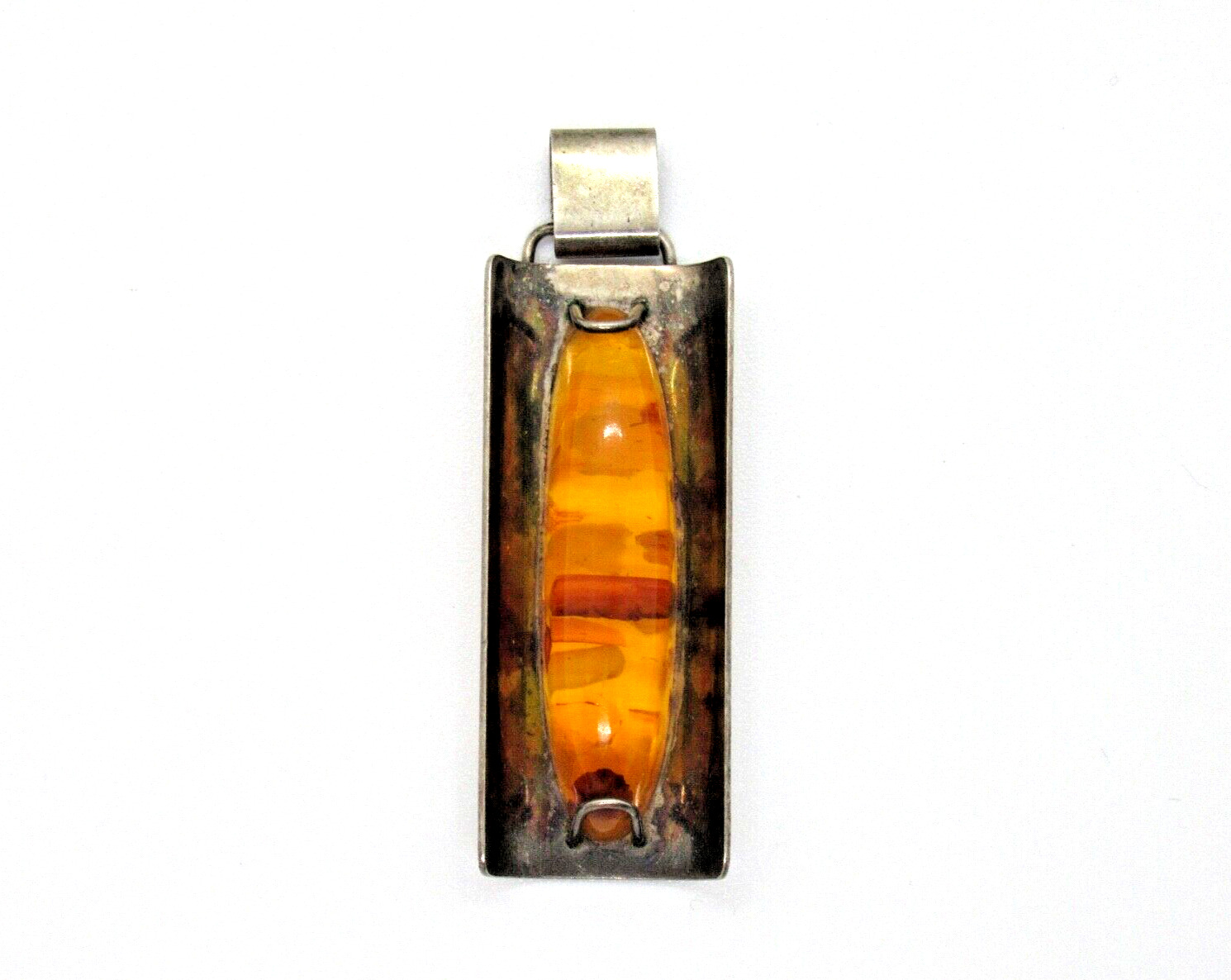 TOP Designer FISH Pendant 835 Silver Amber Amber … - image 2