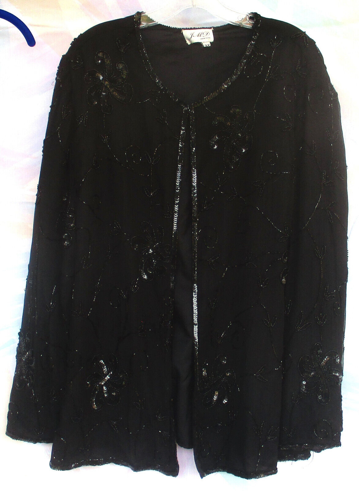 VTG JMD New York 3x Black Beaded Sequined Evening… - image 2