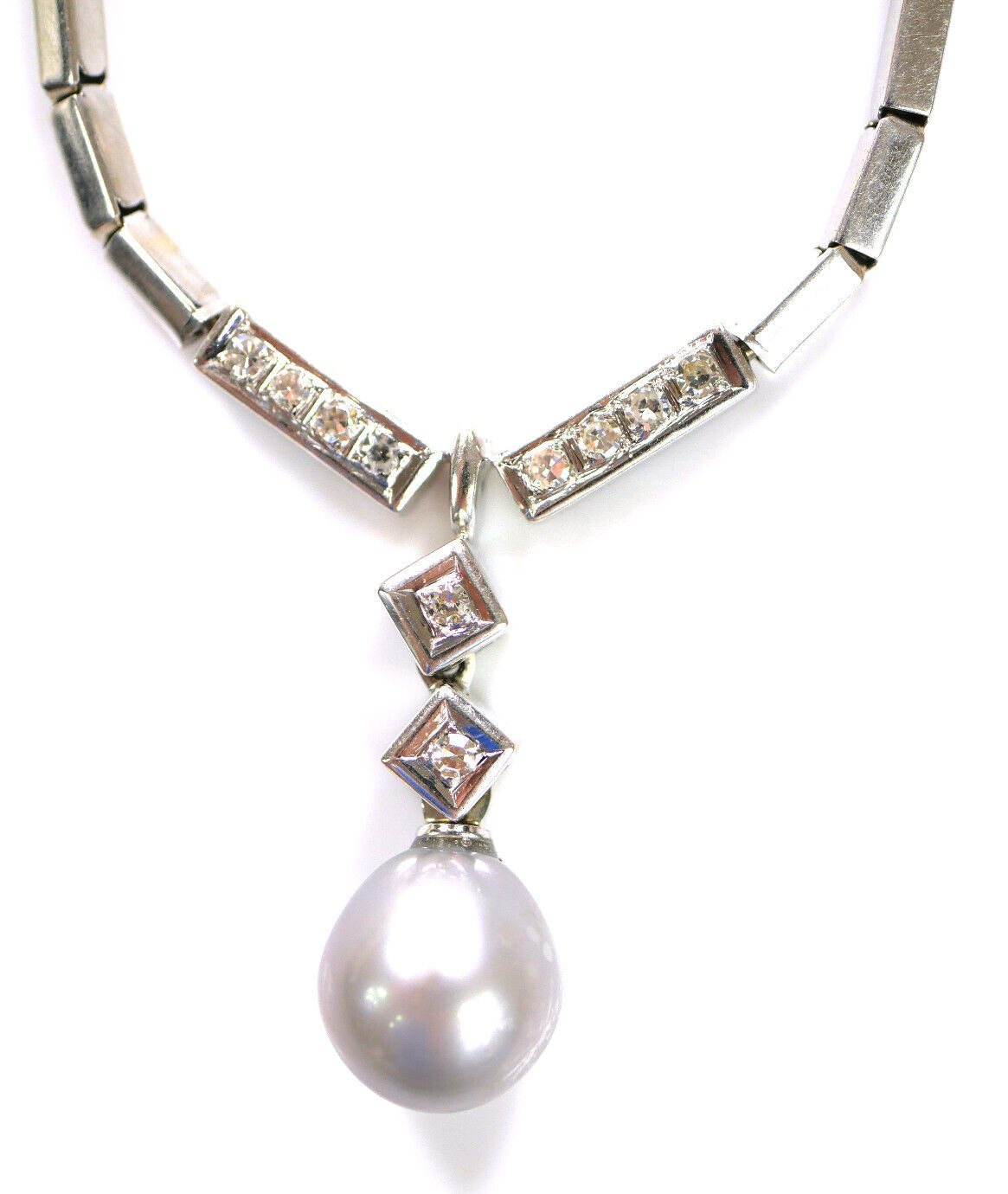 Elegant Necklace - With Diamonds + Drop Shaped Be… - image 6