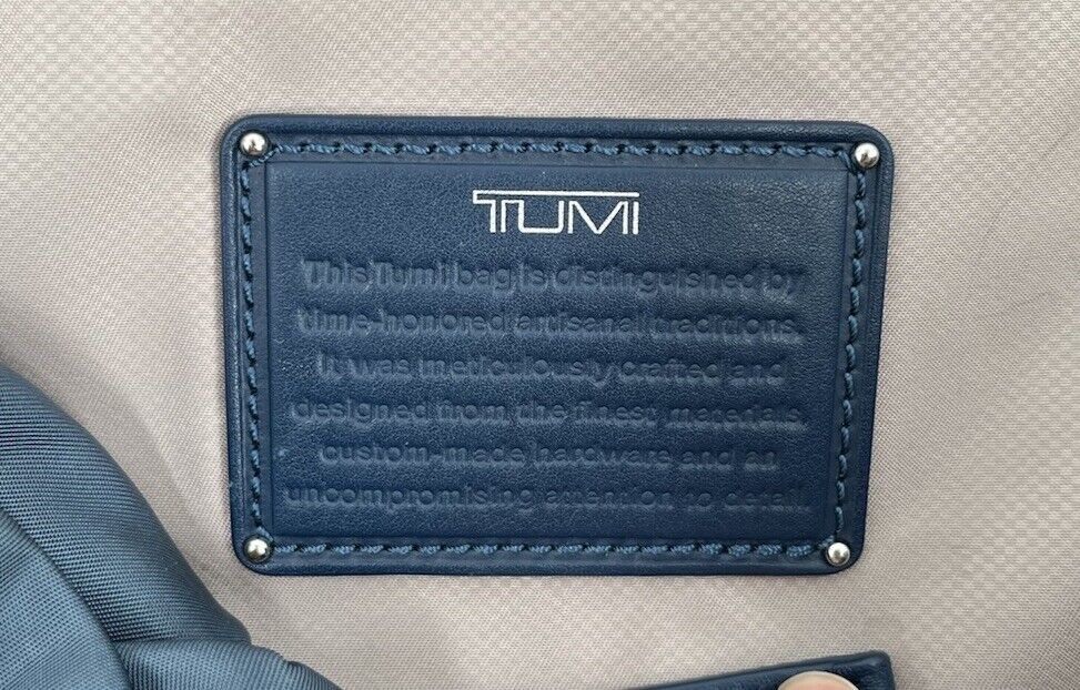 Tumi Voyageur Blue Satin Nylon Leather Travel Bac… - image 10