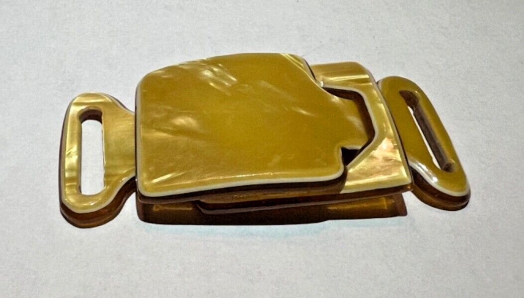 Vintage Bakelite Belt Buckle Butterscotch 1920s A… - image 4