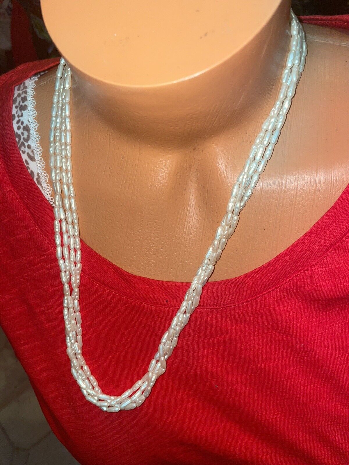 Vintage Trifari faux Pearl Necklace four strings - image 1