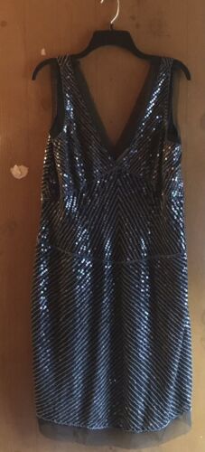 Vintage Newport News Silver Black Sequin Beaded F… - image 1