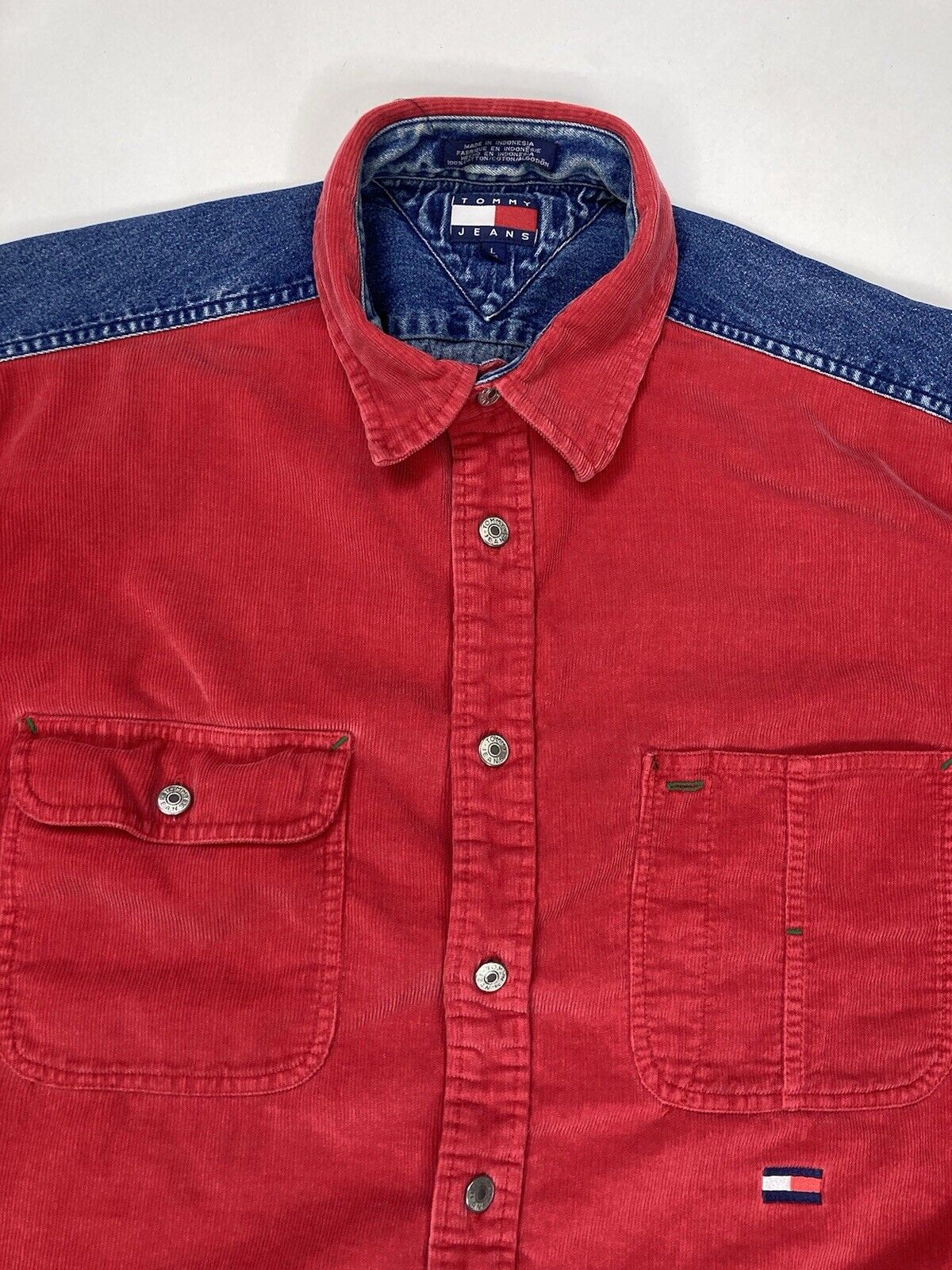 VINTAGE Tommy Hilfiger Corduroy Denim Shirt Men L… - image 2