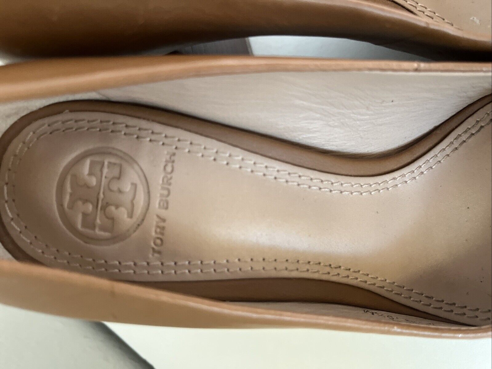 Tory Burch Block Heel Pumps 5.5M Janey Brown Leat… - image 9