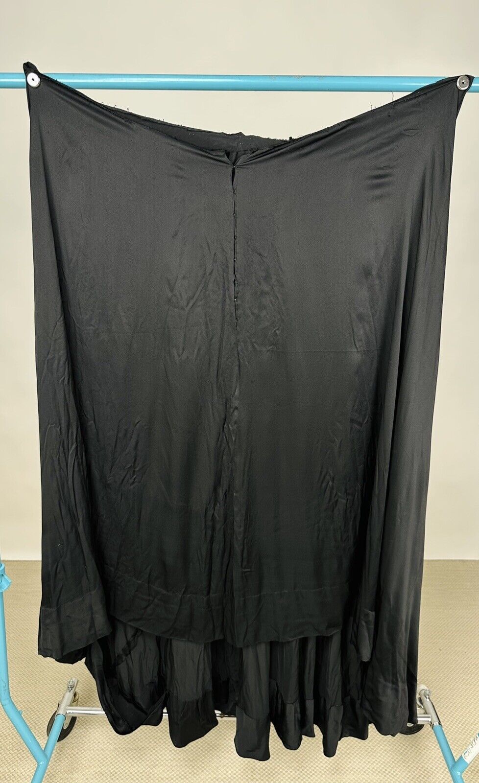 Antique Victorian 1890s Black Mourning Silk Skirt… - image 1