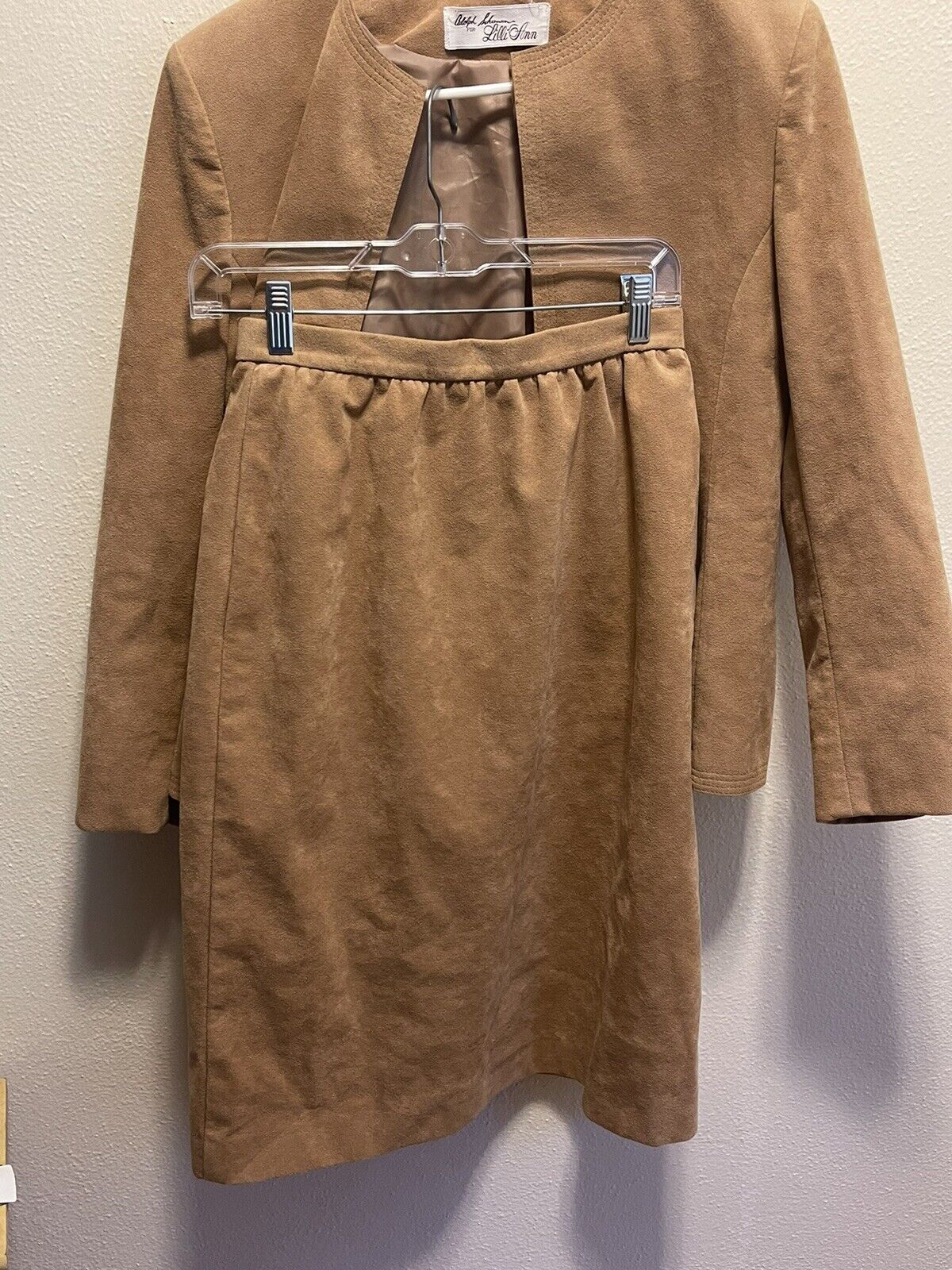 Vtg Adolph Schuman for Lilli Ann Khaki Ultra Sued… - image 4