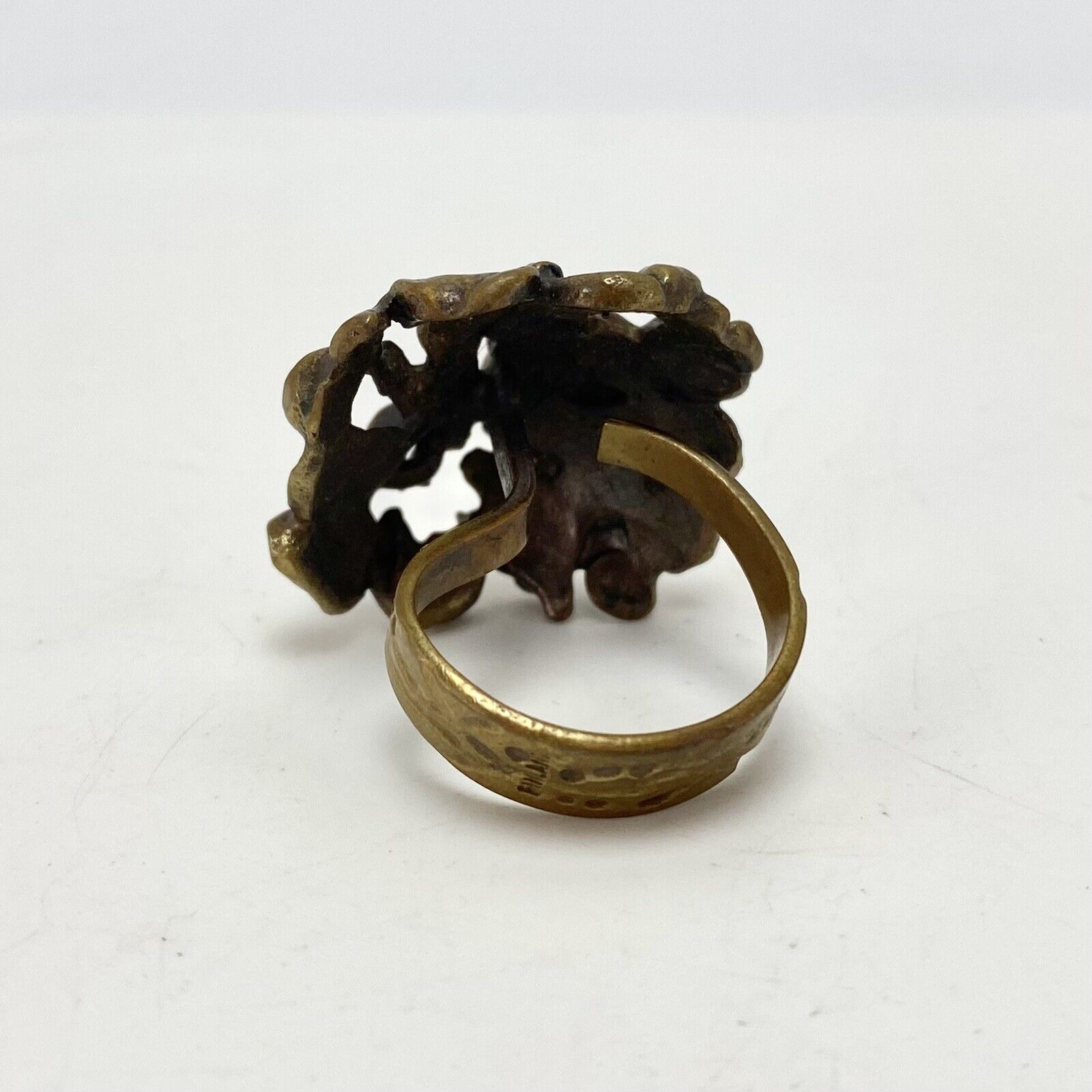 Vtg Brutalist Finnish Bronze Ring Adjustable Hann… - image 5